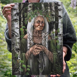 Big poster - Birch Crone - witchy art print on eco paper
