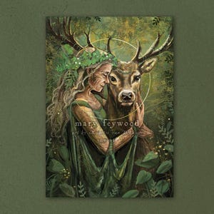 Karte - Reh Waldmutter - Fantasy Kunstdruck auf nachhaltigem Papier