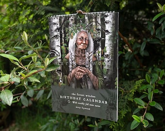 Calendrier d'anniversaire - Les sorcières de la forêt - Impression d'art fantastique sorcière sur papier durable
