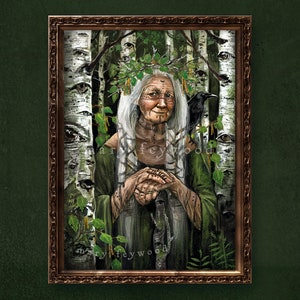 Poster - Tree crone: Birch - fantasy art print on sustainable paper