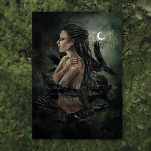 Karte - The Morrígan - witchy Kunstdruck auf nachhaltigem Papier