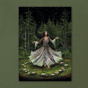 Carte - Danse du cercle féerique - Impression d'art de sorcière sur papier durable