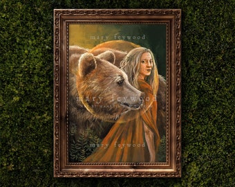 Limited edition poster - Totem bear - fantasy art printed on sustainable paper