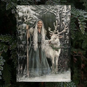 Karte Yule/Weihnachten Rentier Crone - zauberhafte Kunst auf nachhaltigem Papier