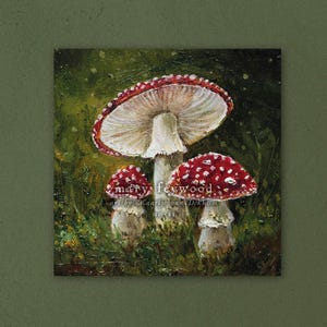 Kaart - Amanita Muscaria Mushrooms - natuurkunstdruk op duurzaam papier