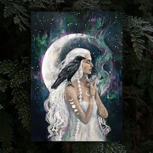 Kaart - Mene Moon Goddess - heksenkunstprint op duurzaam papier