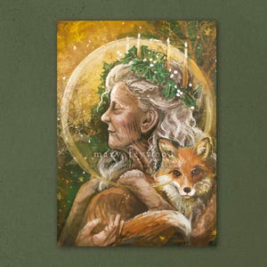 Biglietto - Strega di Yule/Natale - stampa artistica fantasy su carta sostenibile