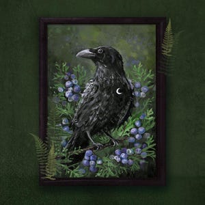 Poster - Krähe Rabe - Krafttier des Waldes - witchy Kunst - gedruckt auf nachhaltigem Papier