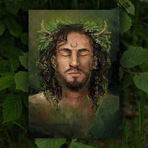 Kaart - Green Man - heksenkunstprint op duurzaam papier