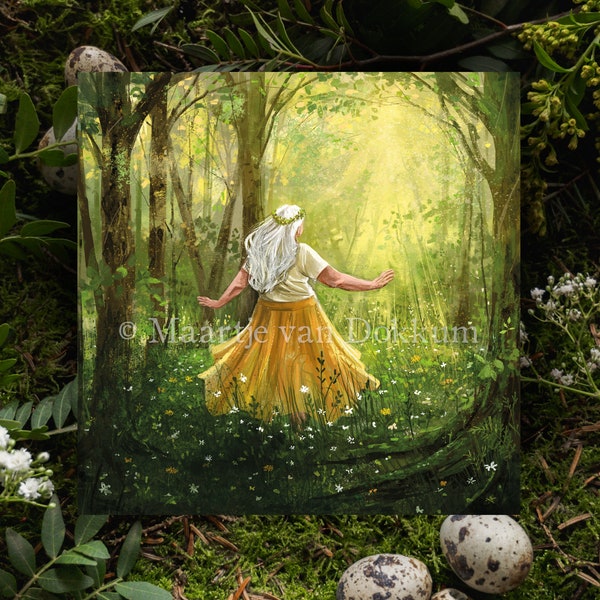 Card - Spring Dance - fantasy art printed on sustainable paper