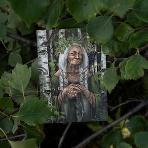Cartão - Árvore velha: Bétula - arte de bruxa em papel sustentável imagem 1