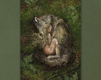 Heart of the wolf - folkloric art print
