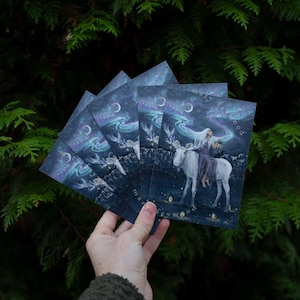 Set van 5 of 10 kaarten - Aurora Ancestors - door mensen gemaakte kerstkunstafdrukken op duurzaam papier