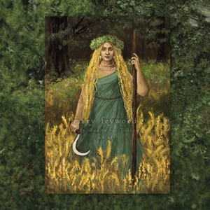 Biglietto - Lughnasadh - stampa artistica di una strega su carta sostenibile