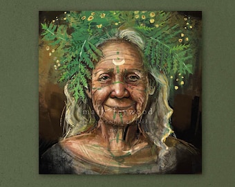 Tarjeta Madre Tierra: impresión artística de fantasía en papel sostenible