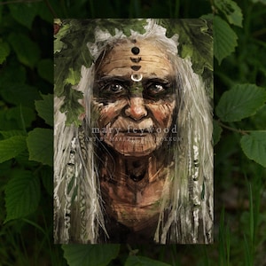 Kaart - Forest crone sjamaan - heksenkunstprint op duurzaam papier