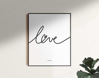 Love Script Kunstdruck: Minimalistisches Design (Digitaler Download)