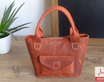 Leather Classic Handbag PDF Pattern | Daily Bag Template | Woman Mini Bag | Mini Tote Bag | Daily Bag Pattern | Diy Purse  & Tutorial Video