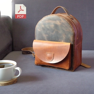 Leder Mini Frauen Rucksack PDF Nähanleitung | Kleiner Rucksack PDF Vorlage | Kleine Ledertasche | Zipper Backpack PDF Plan | Mit Video Tutorial