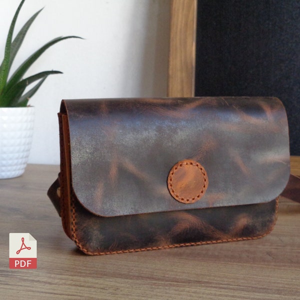 Leather Waist Bag PDF Pattern | Leather Bag Template | Woman Bag Pattern  | Hip Bag Template | Belt Bag PDF | Belt Pouch Pattern with Video