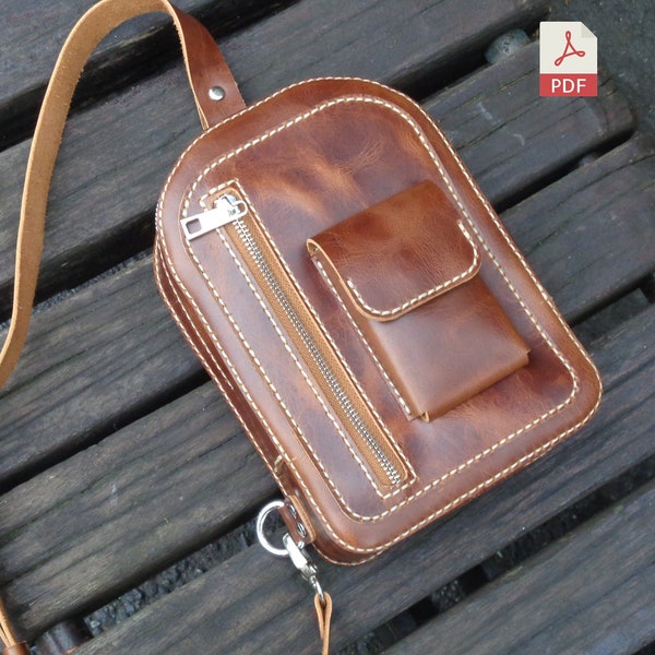 Leren draagzak PDF-patroon | Leren heuptasje | Diy lederen borsttas | Satchel-sling | Heuptasje | Heuptaspatroon Pdf | Video uitleg