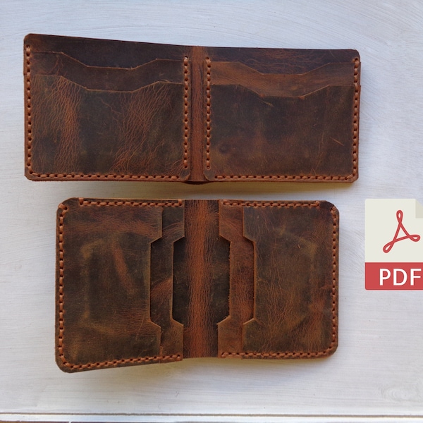 Leather Bifold Pattern Set | Vertical Wallet | Vertical Bifold | Wallet Template | Men's Wallet PDF | Leather Pattern +  Instructions Video