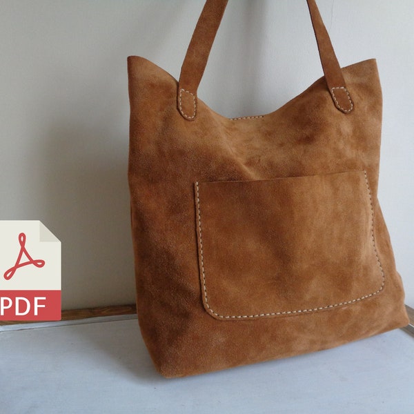 Sac fourre-tout en cuir motif PDF | Modèle de sac en cuir DIY | A4 + Format Lettre (États-Unis) + Instructions vidéo