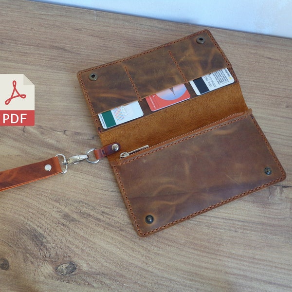 Leather Clutch Wallet PDF Pattern | Digital Leather Template | Leather Wristlet Bag | Zipper Clutch Bag Pattern | Leather Bag PDF With Video