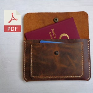 Plantilla de cartera de pasaporte de cuero / Cartera de viaje de cuero / Cartera de cuero DIY / Formato A4 +Formato carta (EE. UU.) / Con video tutorial