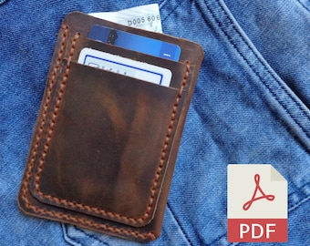 Modèle DIY de porte-cartes en cuir | Style minimaliste (PDF)