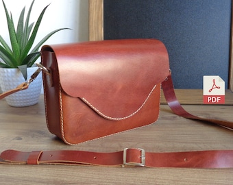 Leather Retro Style Woman Bag PDF Pattern | Leather Satchel Bag Template | Leather Crossbody Bag | Shoulder  Bag PDF  with Video Instruction