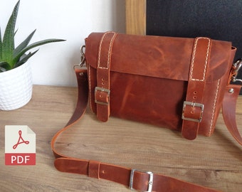 Leather Old Style Messenger Bag PDF Pattern | Woman Messenger Bag | Man Messenger Bag | Handmade Bag Template | With Video Tutorial