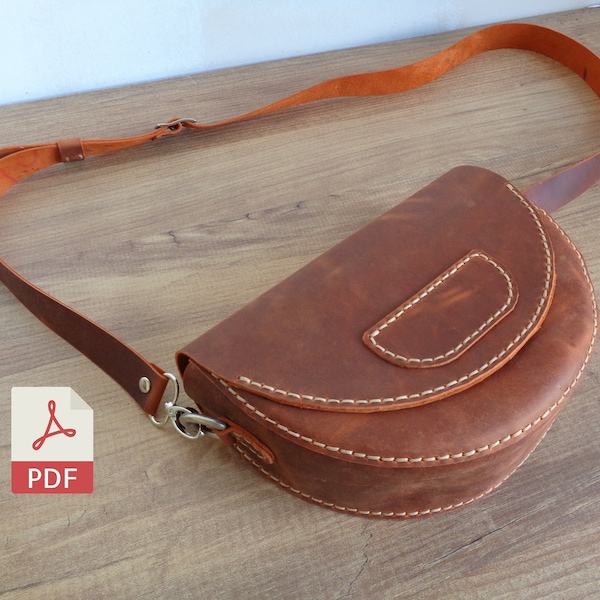 Leather Half Moon Crossbody Bag PDF Pattern | Leather Shoulder Template | Leather Woman Bag Pattern | Handmade Bag PDF With Video Tutorial