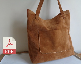 Leather Tote Bag Pdf Pattern | DIY Leather Bag Template | A4 + Letter Format (US)  + Video Instruction