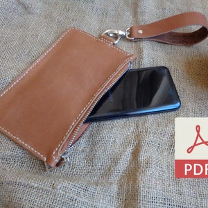 Patrón de bolsa de cuero con cremallera / Bolsa de cuero con cremallera de bricolaje / (Sin instrucciones, solo formato A4)