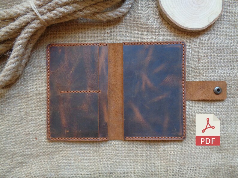 Leather Passport Wallet Pattern A4 Letter Format Leather Etsy