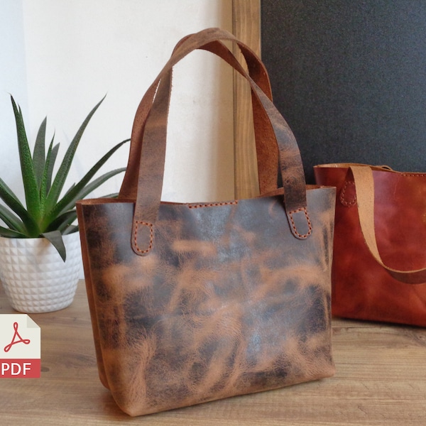 Modèle PDF de mini sac fourre-tout en cuir | Modèle PDF de sac à main | Mini sac femme | Petit sac fourre-tout | Modèle PDF de sac quotidien | Sac de bricolage et vidéo de tutoriel