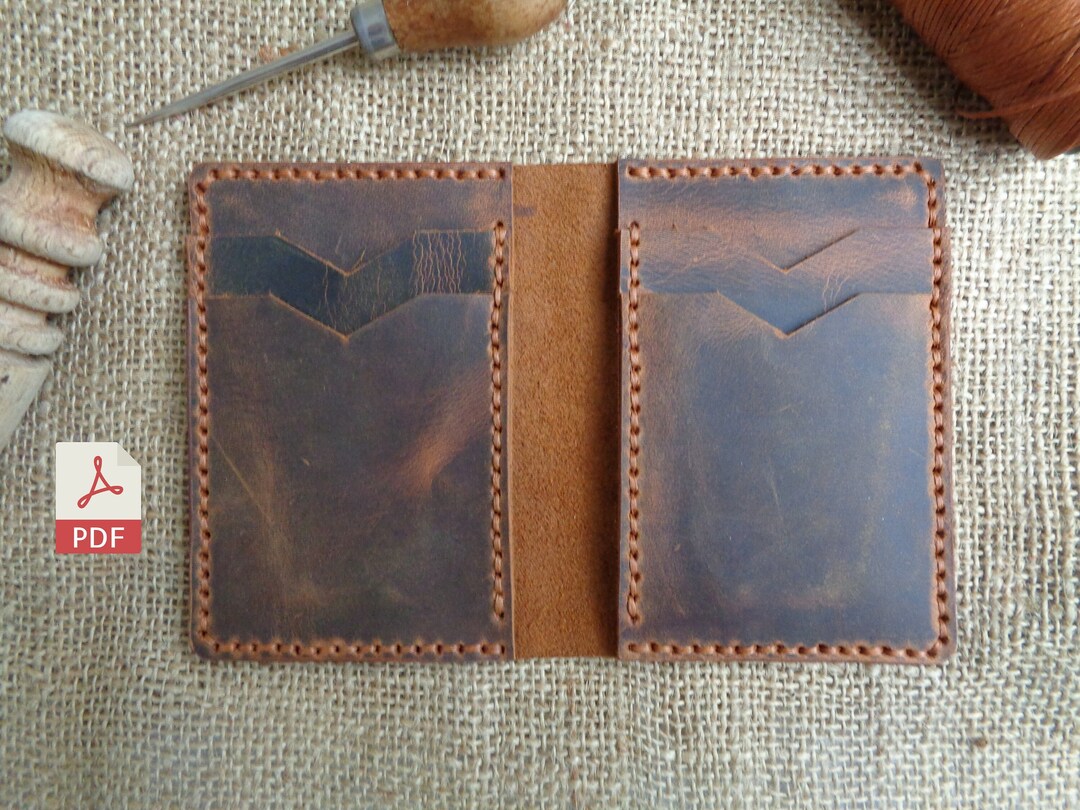 Leather Vertical Wallet Pattern DIY Leather Passport Wallet Template
