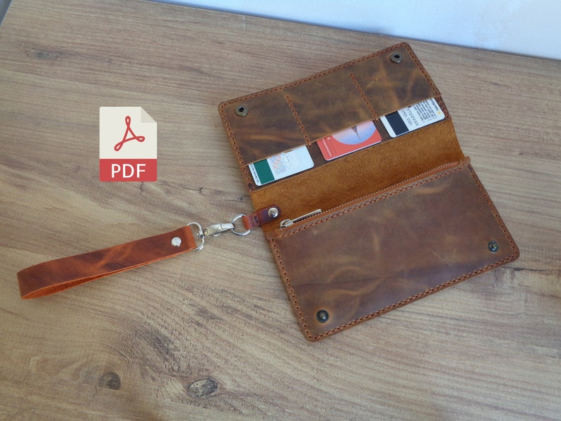 Leather Clutch Wallet PDF Pattern Digital Leather Template Etsy