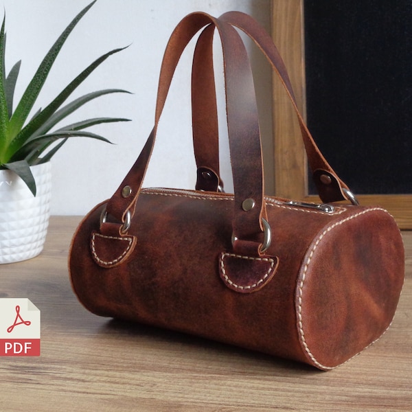 Leather Mini Oval Barrel Handbag Pdf Pattern | Mini Woman Bag | Woman Daily Handbag | Tiny Bag Pattern | Zipper Handbag Pdf |Tutorial Video