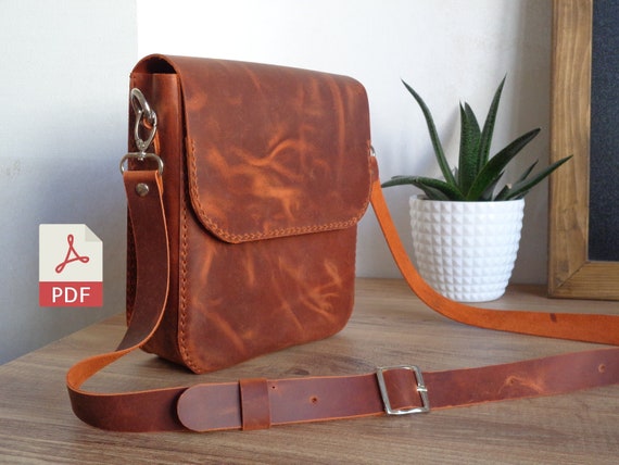 Handmade Brown Leather Mens Small Box Bag Shoulder Bag Messenger Bag f
