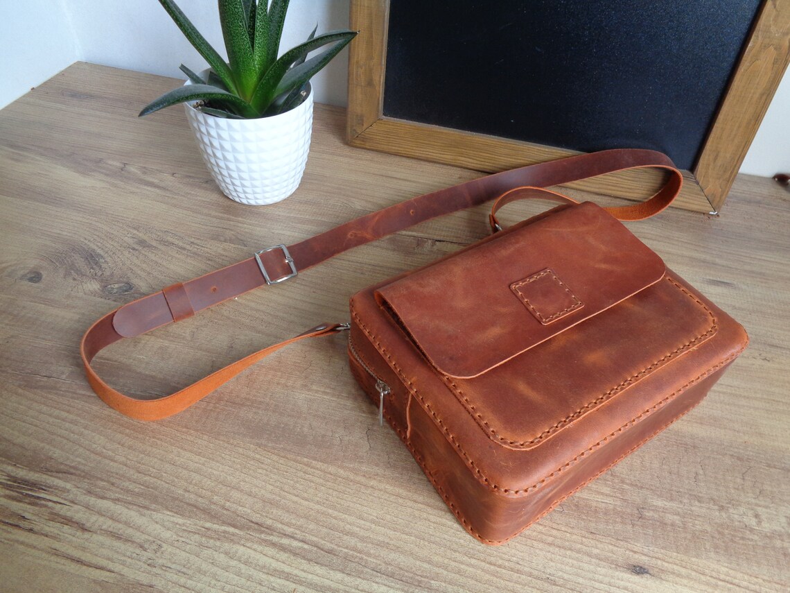 Leather Zipper Messenger Bag PDF Pattern Leather Bag Etsy