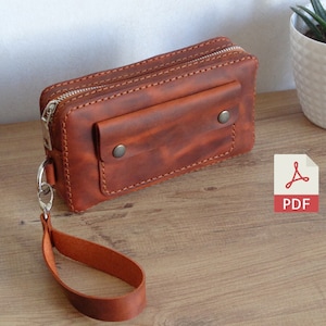 Patrón PDF de clutch y cinturón de cuero / Plantilla de billetera de cinturón / Patrón de kit Dopp de cuero / Patrón de cuero diy / PDF con video tutorial