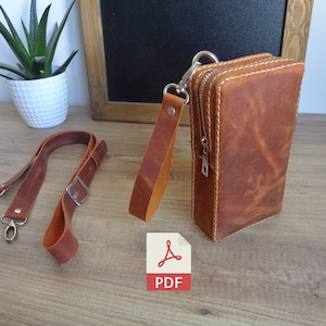 Patrón PDF Bolso 3 en 1 de Cuero / Patrón Bolso Clutch / Patrón Bandolera Mini Cremallera / Plantilla Bolso Cinturón Cremallera / Estuche Cinturón / Video Tutorial