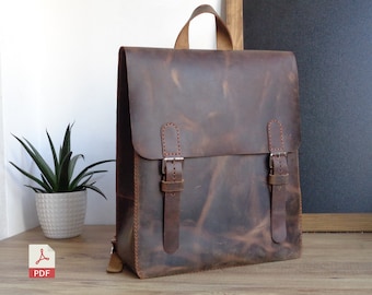 Leather Classic Backpack PDF pattern | Handmade Leather Backpack Digital Pdf | Rucksack Template | Diy Backpack With Video