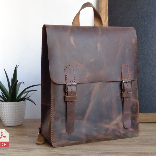 Leather Classic Backpack PDF pattern | Handmade Leather Backpack Digital Pdf | Rucksack Template | Diy Backpack With Video