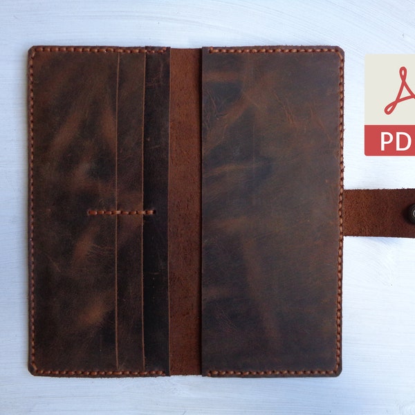 Leather Long Wallet PDF Pattern | A4 Format + Letter Size (US) | Woman Leather Wallet Template | With Instruction Video