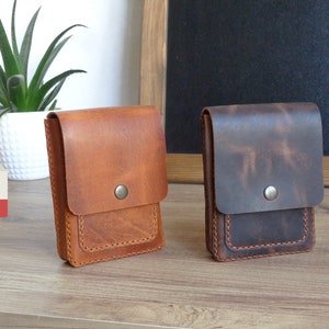 Wallet On Chain With Pouches - Brown leather mini-bag