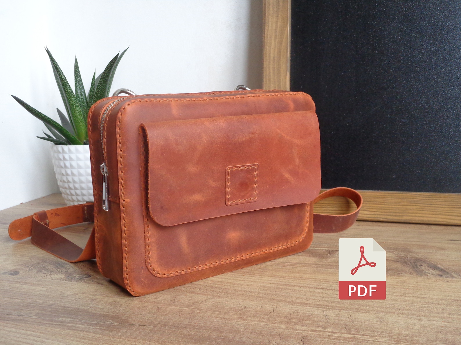 Leather Zipper Messenger Bag PDF Pattern Leather Bag Etsy