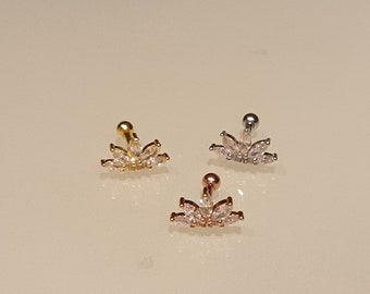 22G Mini Kristall Piercing 925 Silber / Ohr Piercing Helix Piercing / Body Schmuck